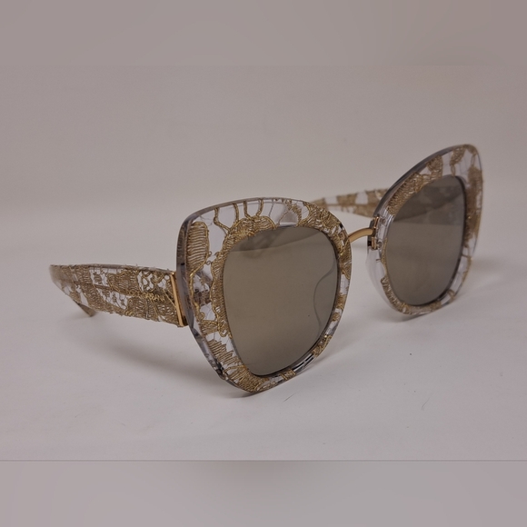 Dolce & Gabanna Women's Sunglasses Butterfly DG4319 31535A Gold Lace 51-22-140 - Picture 1 of 16